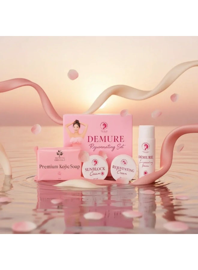 Demure Beauty Set, Rejuvenating Collection, Kojic Soap, Sunblock Cream, Face Cream, Body Lotion, Skincare Essentials, Cosmetic Products, Beauty Routine, Skin Care System, Glow Package, Protection Products, Daily Care Items - Image 4